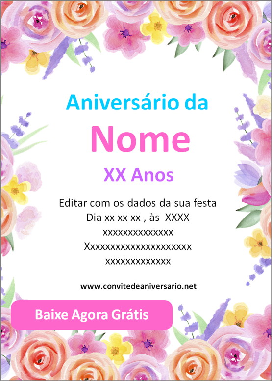 convite de aniversário de flores