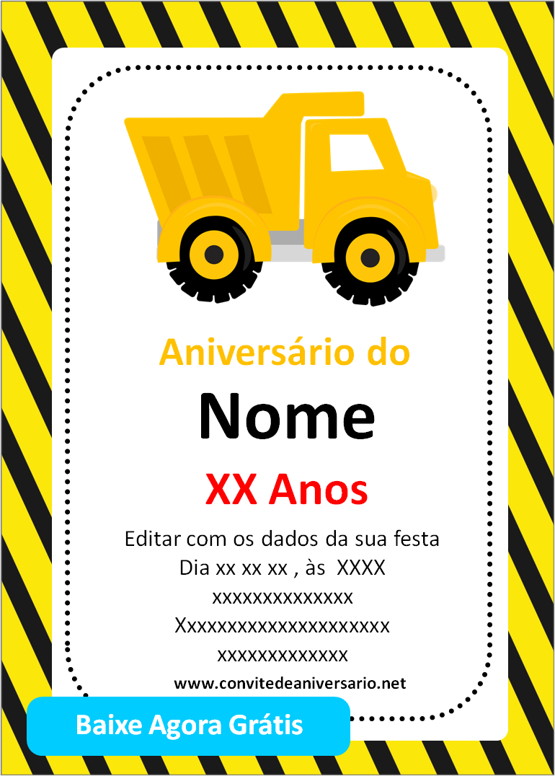 convite de aniversário de Construção