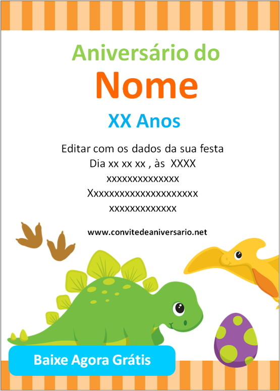 convite de aniversário de dinossauro