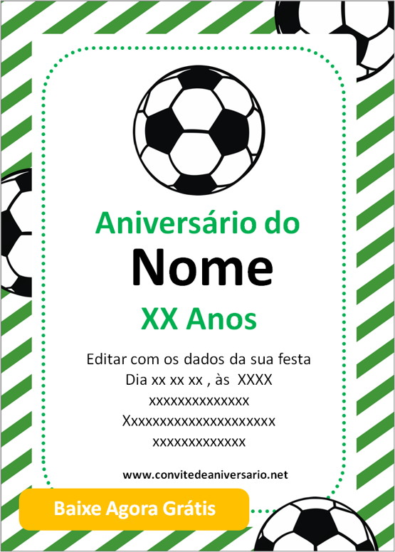 convite de aniversário de Futebol