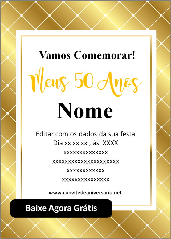 Convite Aniversário Adulto 50 Anos