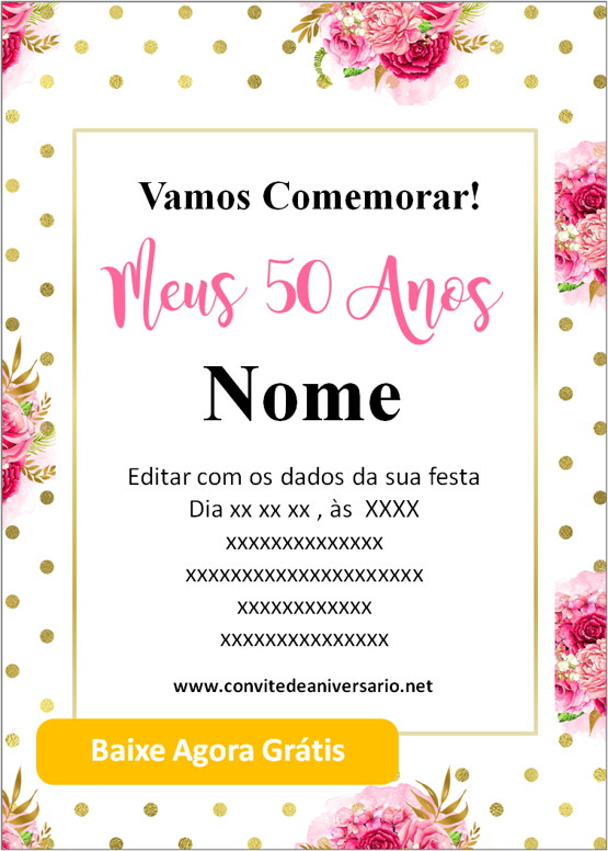 convite de aniversário de 50 anos