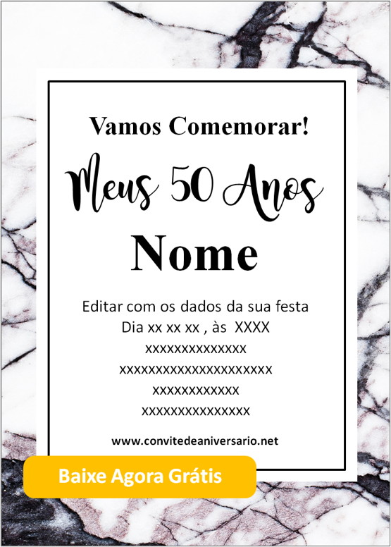 Convite Aniversário de 50 anos