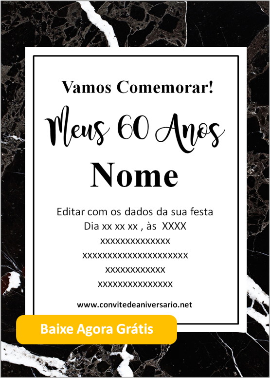 Convite Aniversário de 60 anos