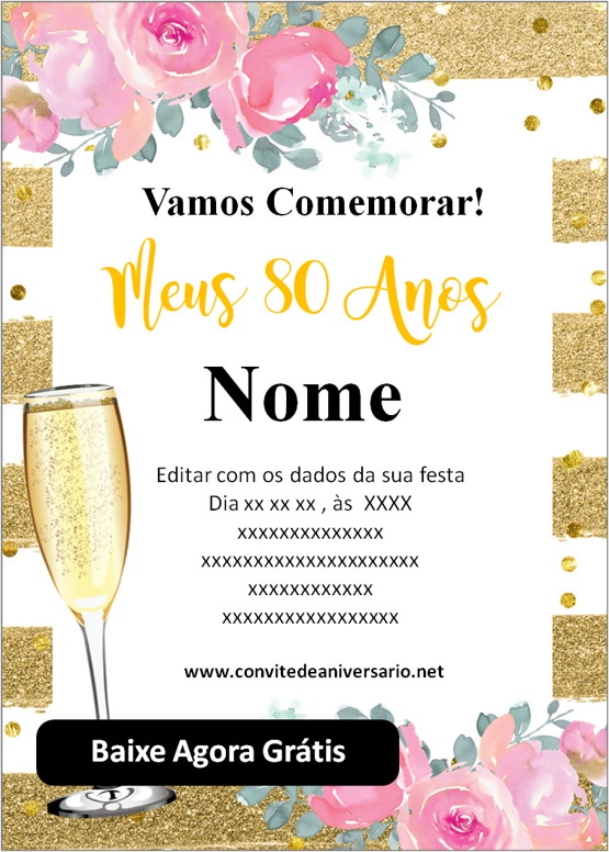 Convite Digital Aniversário 80 Anos