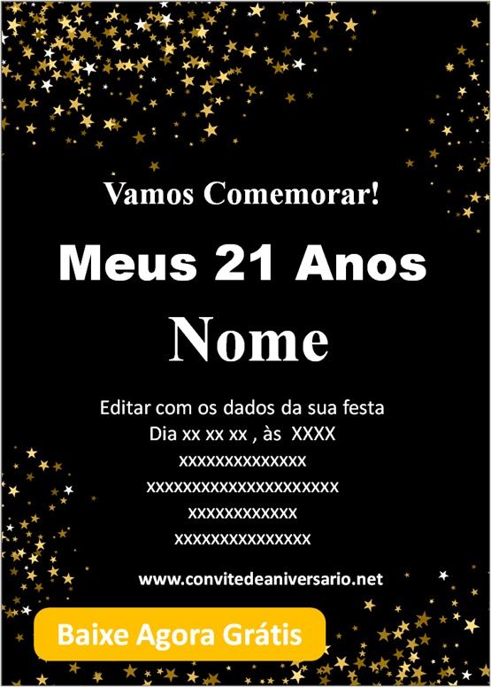 Convite Festa Adulto 21 anos