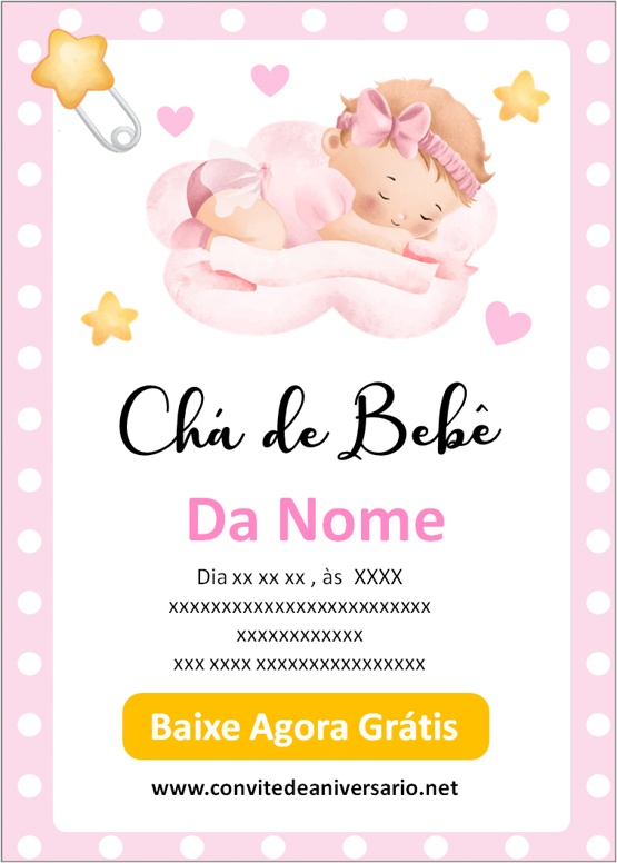 Convite Digital Virtual Chá De Bebê Menina