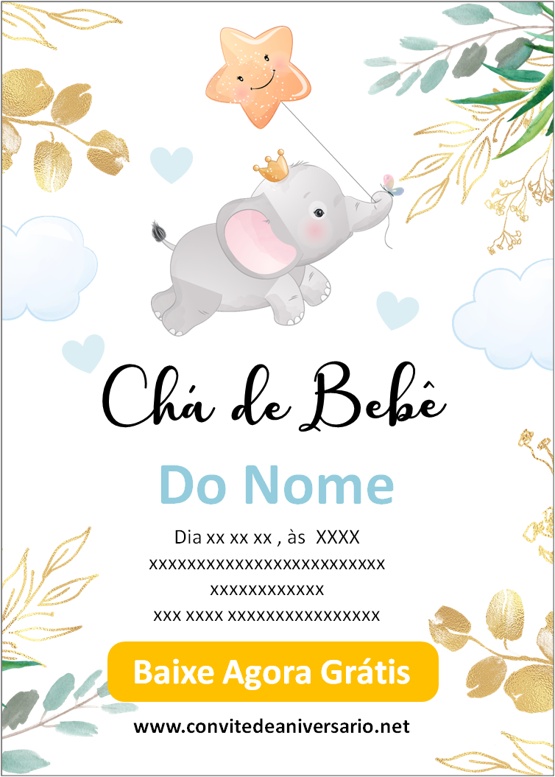 Convite para Cha de Bebe de Menino
