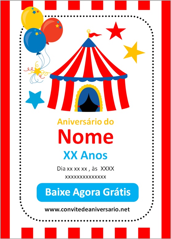 convite de aniversário tema circo