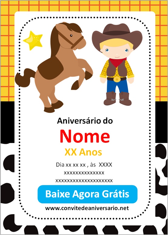 Convite virtual para aniversário cowboy