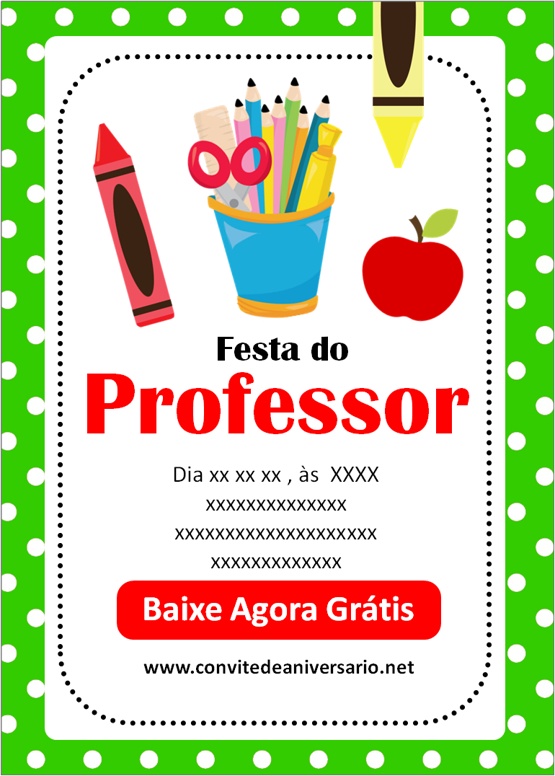 convite para comemorar o dia do professor