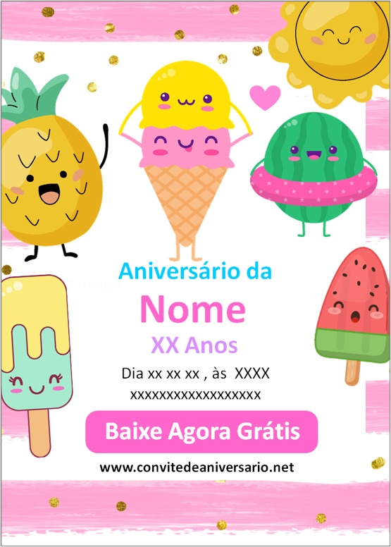 Cartão de Aniversário Kawaii