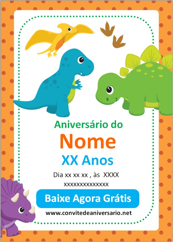 Convite virtual Dinossauro grátis