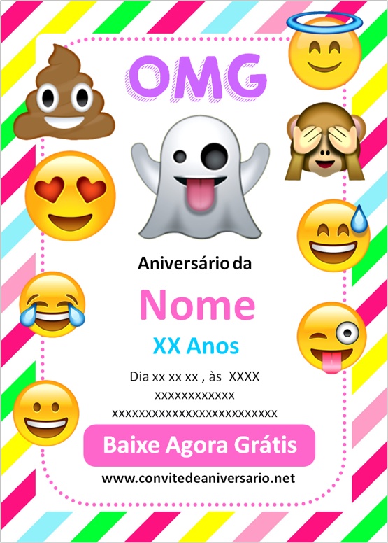 Convite Digital Emoji Menina