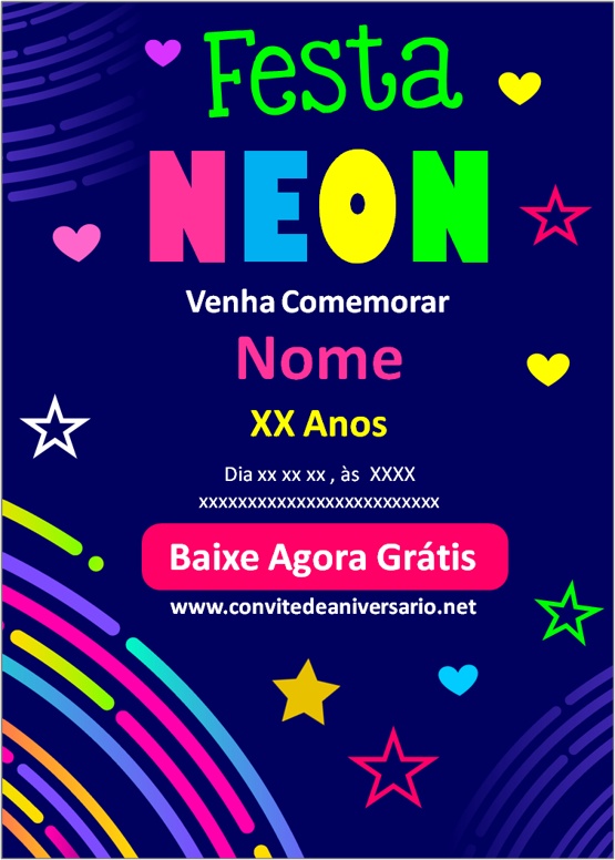 Convite Festa Neon