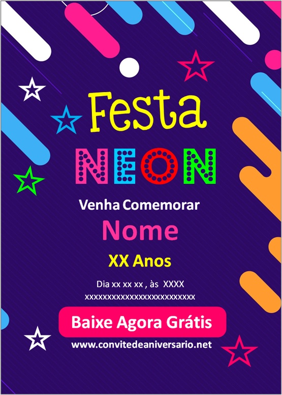 convite festa neon