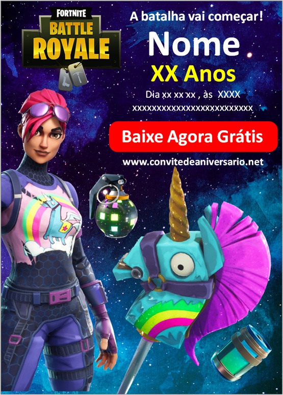 Convite De Aniversário Fortnite