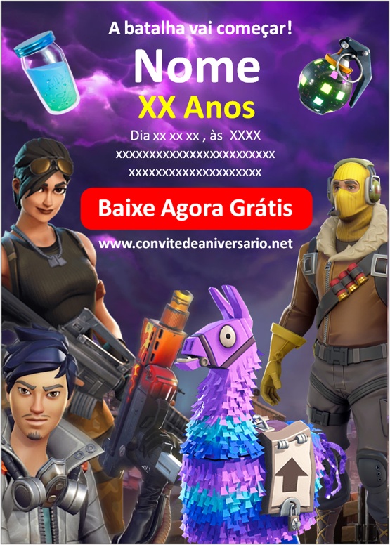 convite fortnite para imprimir