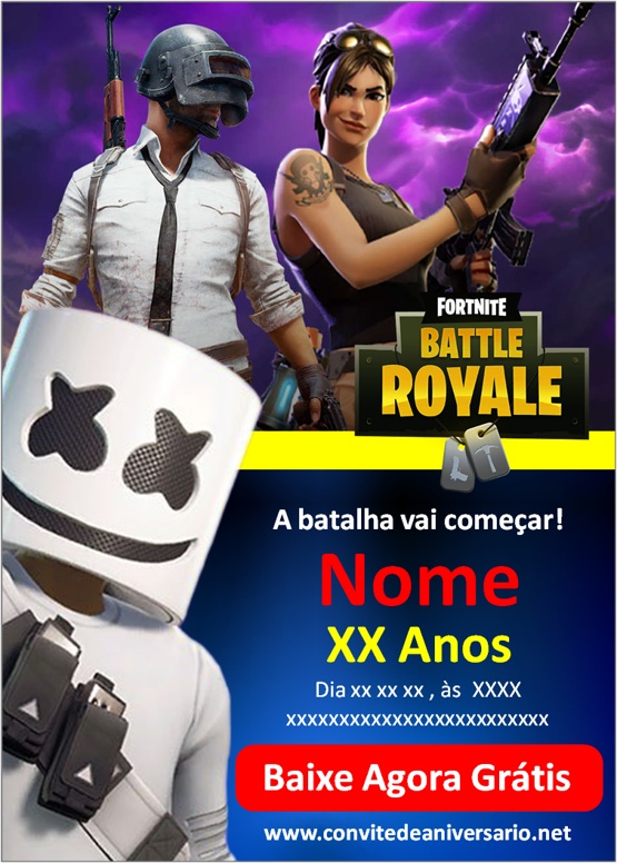 convite fortnite para imprimir