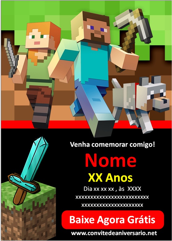 Convite Digital Minecraft