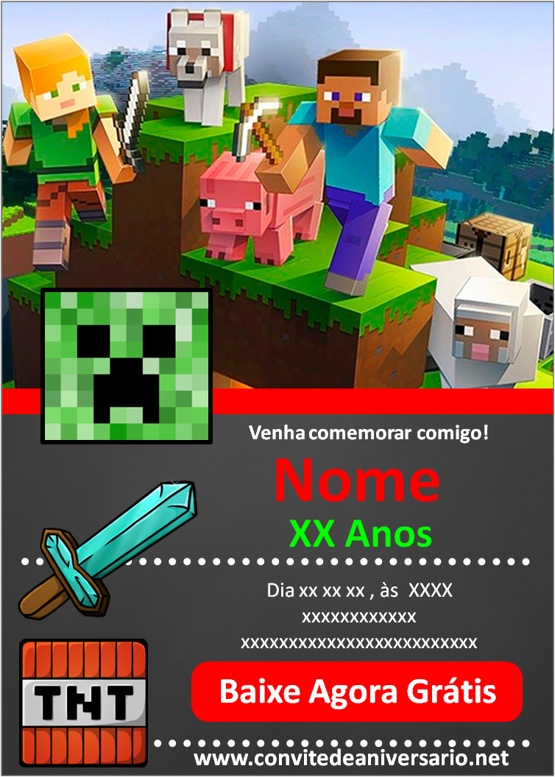 Convite Minecraft Virtual