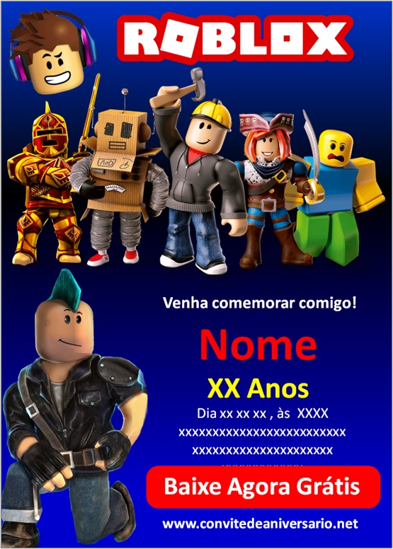 Fazer Convites de Aniversário De Roblox Masculino Para ImprimirEdite Online