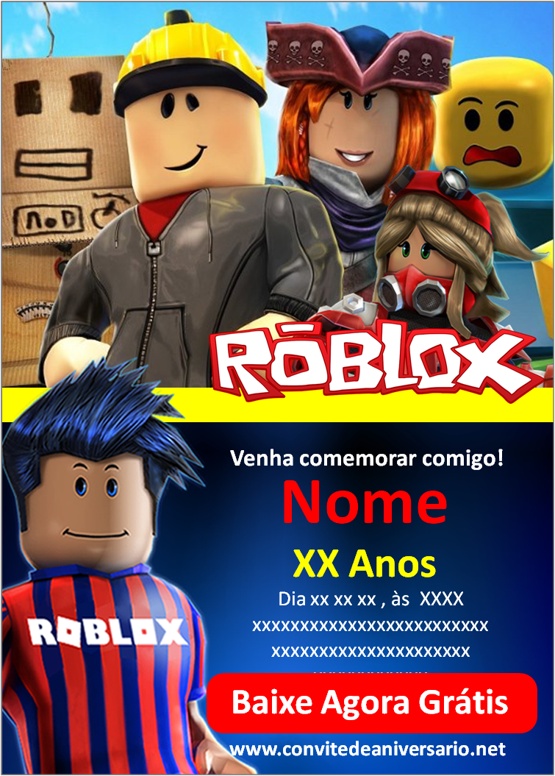 Convite Digital Roblox ou Escolha o Tema