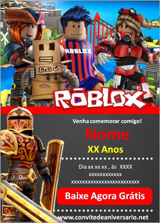 Convite de aniversário roblox masculino