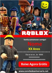 Convite de Aniversário Roblox