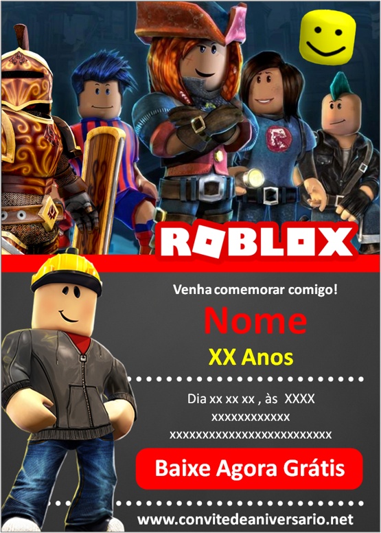 Convite de Aniversário Roblox