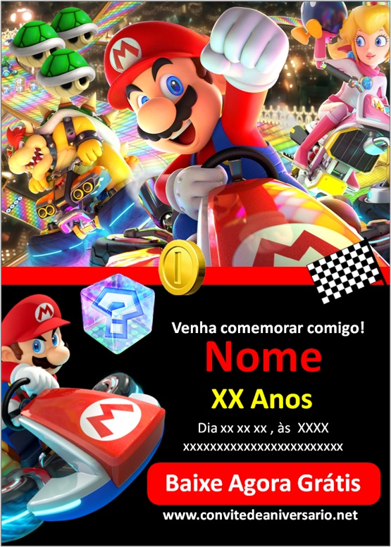 Fazer Convite de Aniversário para Whatsapp De Super Mario YoshiEdite Online