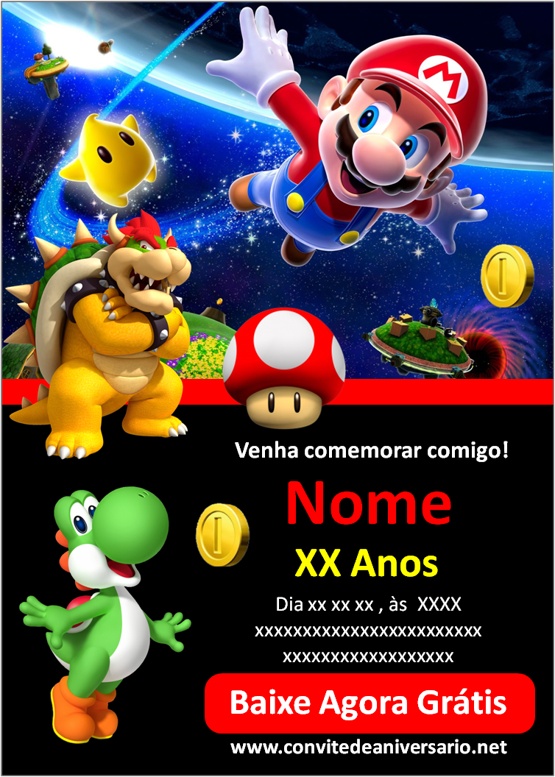 Convite Celular 2 Mario Bros Filme - Fazendo a Nossa Festa