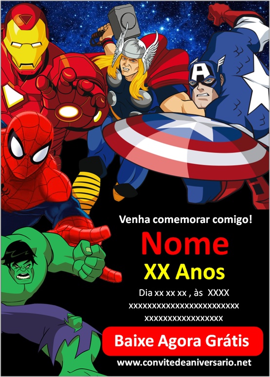 Convite Vingadores