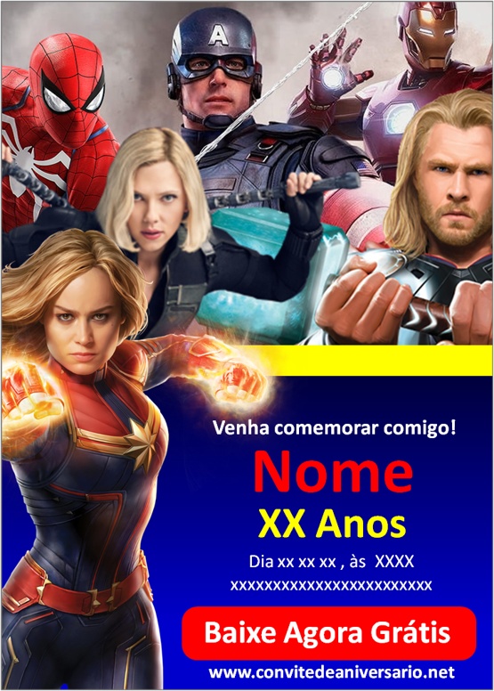 Convite Aniversário Vingadores