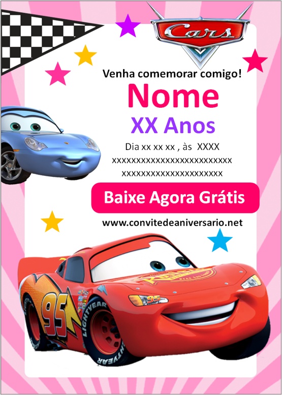 convite de aniversario carros menina