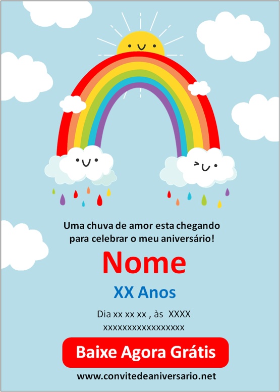 Convite Aniversário Chuva de Amor Menino Edite Online