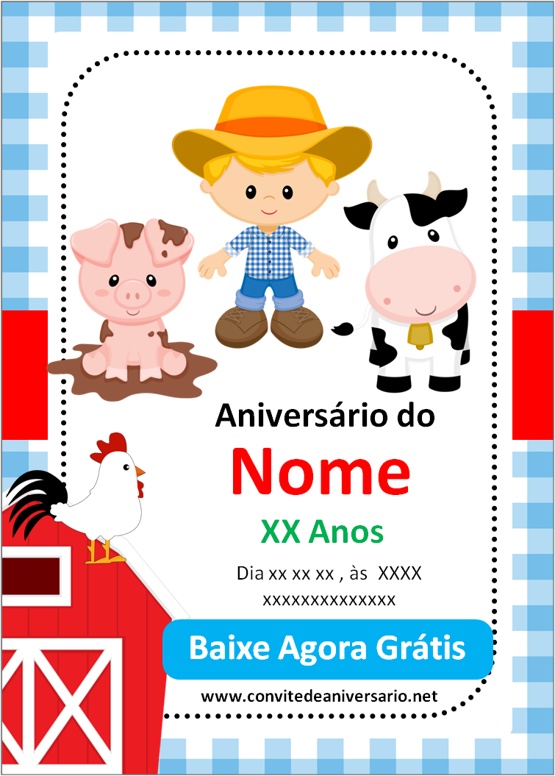 convite aniversario fazendinha