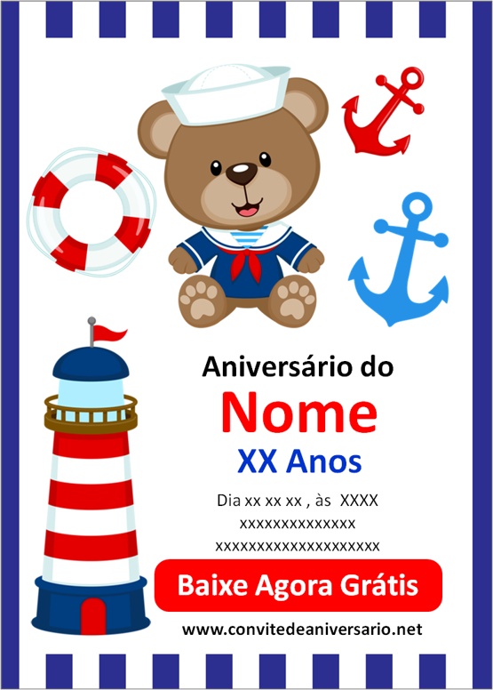 Convite urso marinheiro