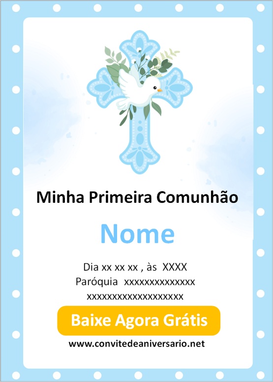 Convite Primeira Comunhão Menino