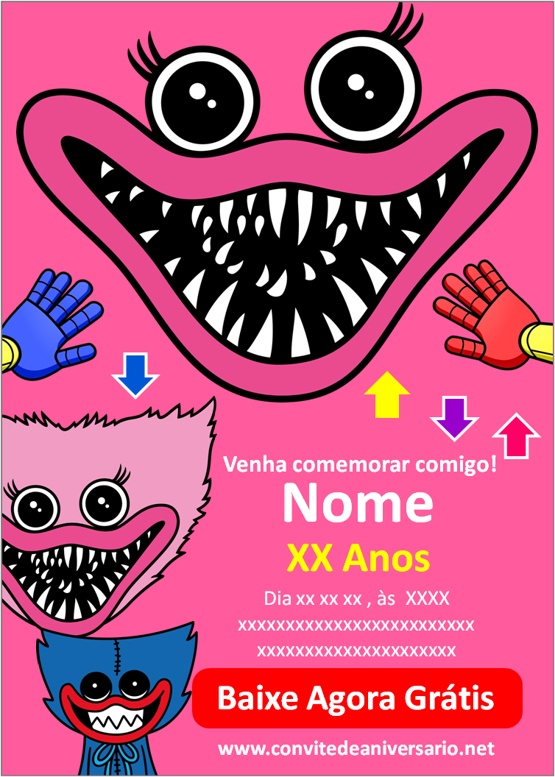 ▷ Convite Digital Festa de Aniversário Surpresa da Poppy Playtime