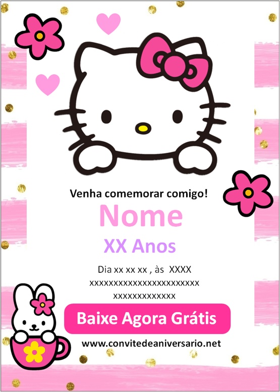 convite hello kitty para editar