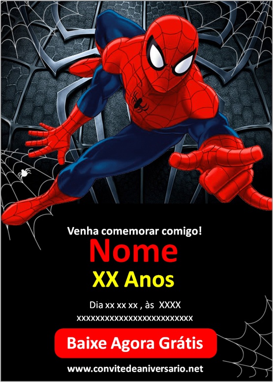 Convite Aniversário Homem Aranha Edite Online