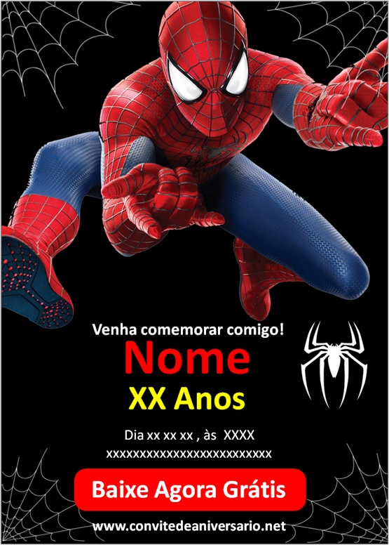Modelo De Convite De Festa De Aniversário De Homem-aranha