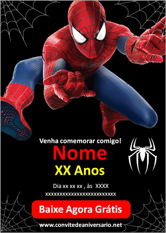 Convite Homem Aranha Digital Online Virtual Festa Whatsapp