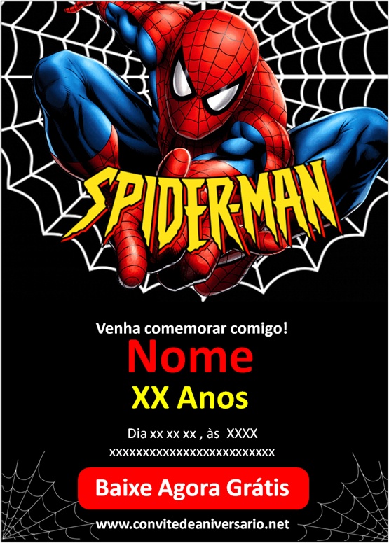 Convite Animado Homem Aranha Grátis 