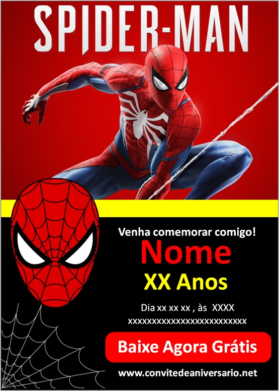 Convite Homem Aranha Digital Online Virtual Festa Whatsapp