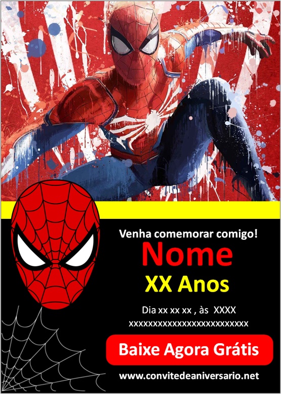 Convite Homem Aranha - Edite grátis com nosso editor online