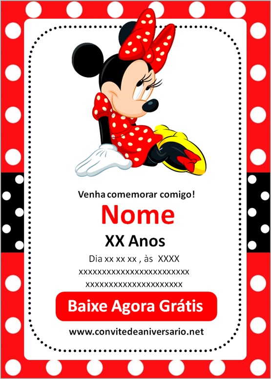 Convite Minnie Vermelha Virtual