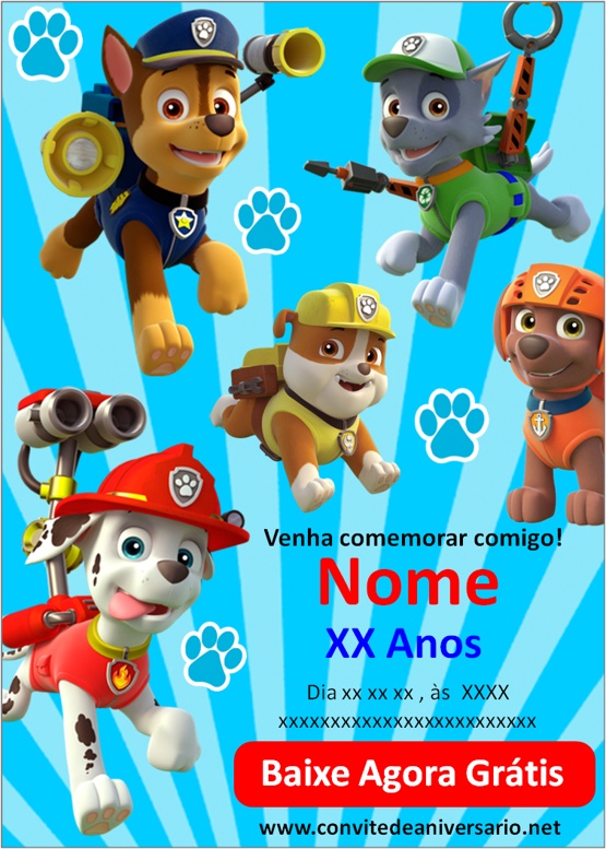 Convite patrulha canina - Edite grátis com nosso editor online