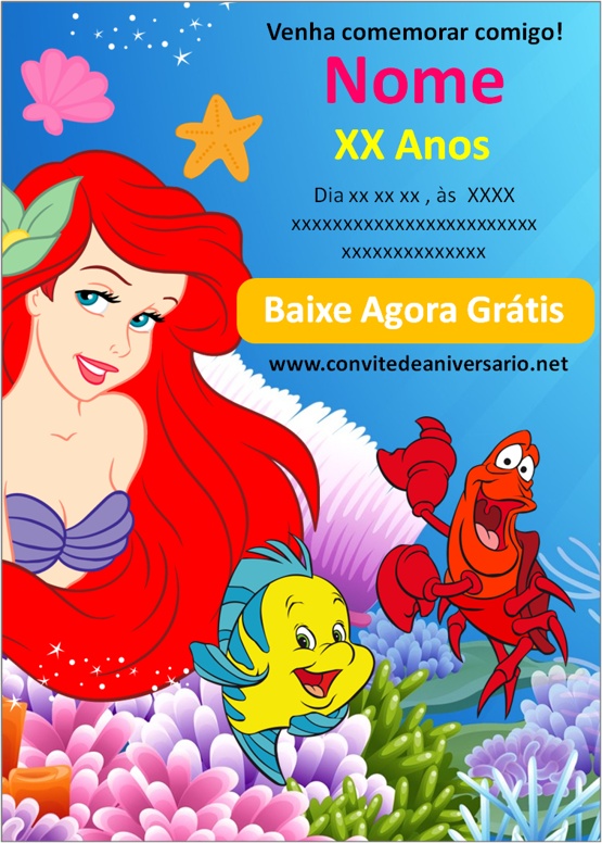 Convite Pequena Sereia Ariel